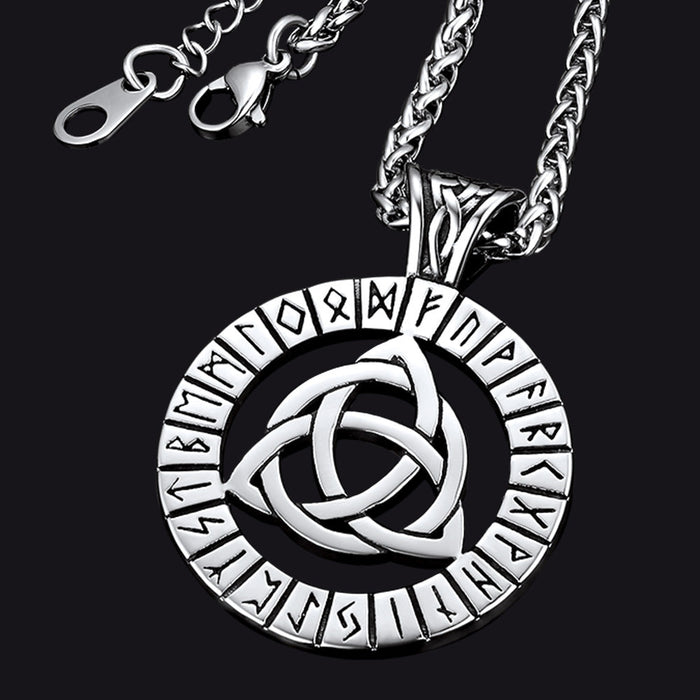 Celtic Knot Necklace with Viking Runes for Men