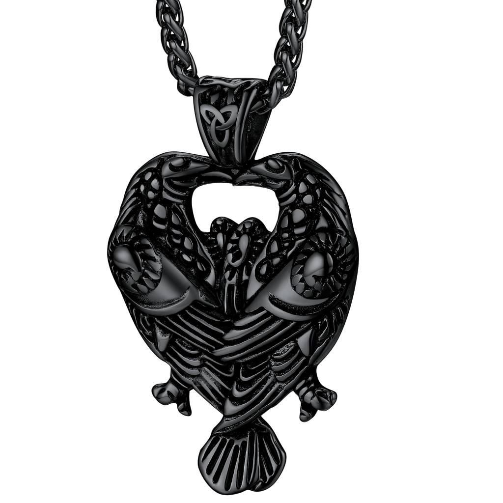 Viking Odin's Ravens Necklace Huginn and Muninn Pendant