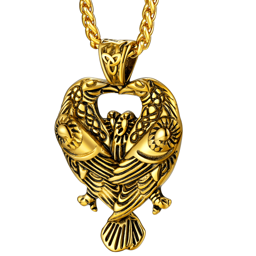 Viking Odin's Ravens Necklace Huginn and Muninn Pendant