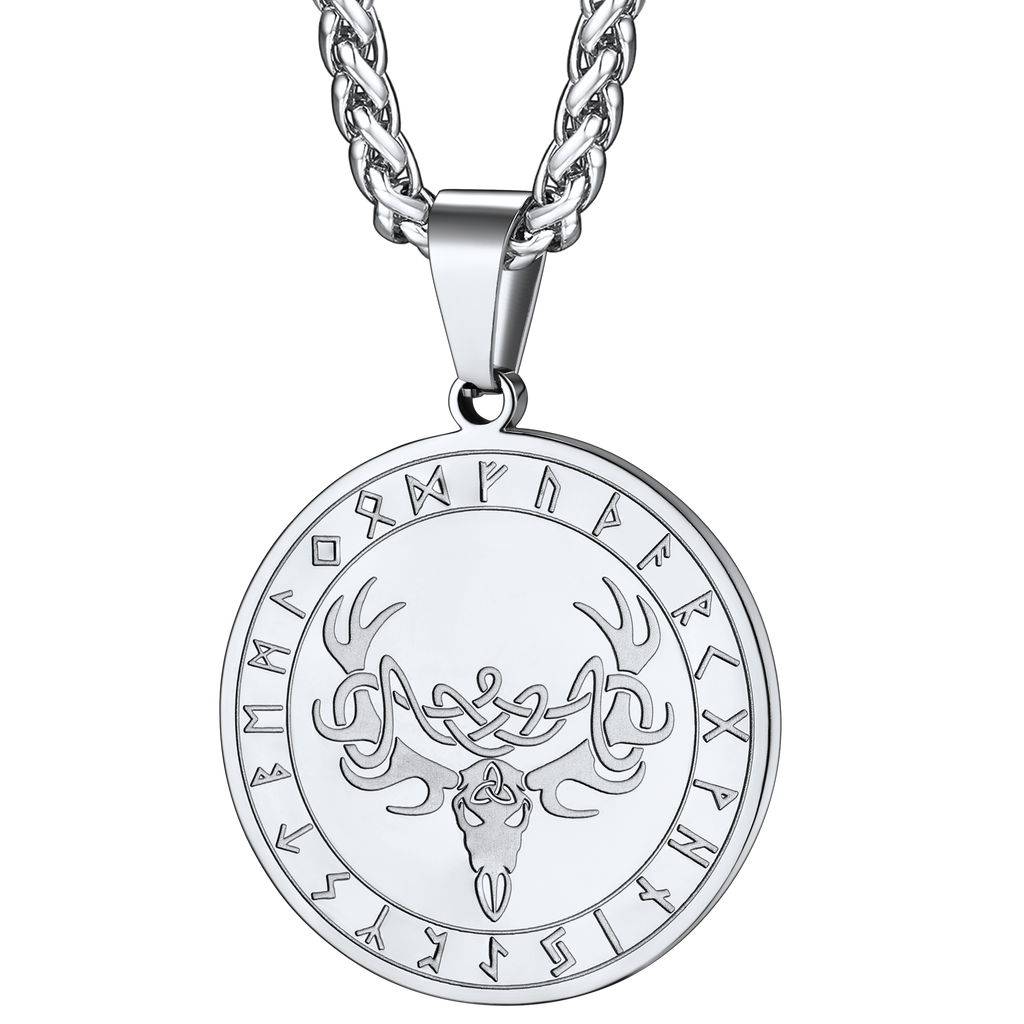 Stainless Steel Norse Viking Deer Necklace For Men