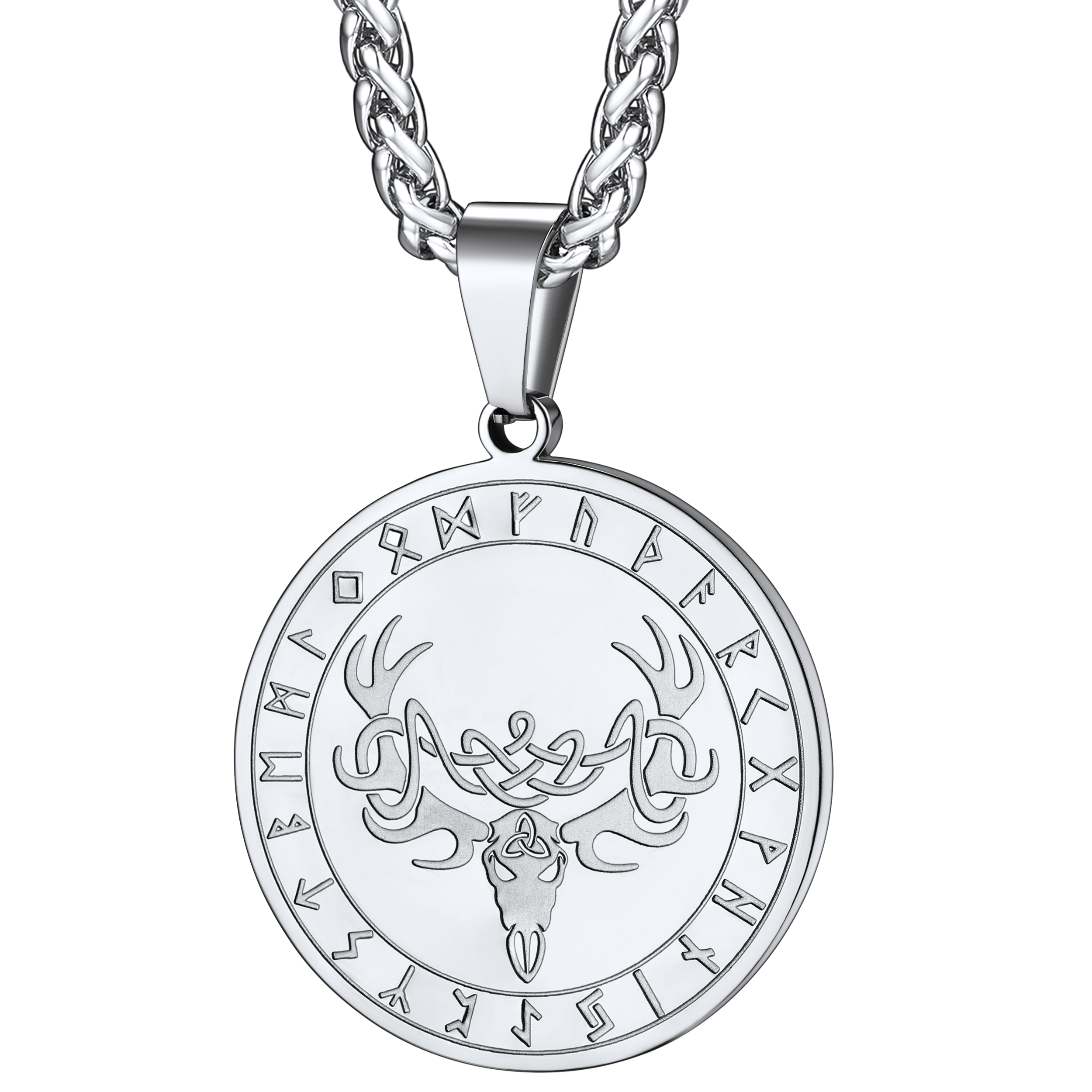 Stainless Steel Norse Viking Deer Necklace For Men