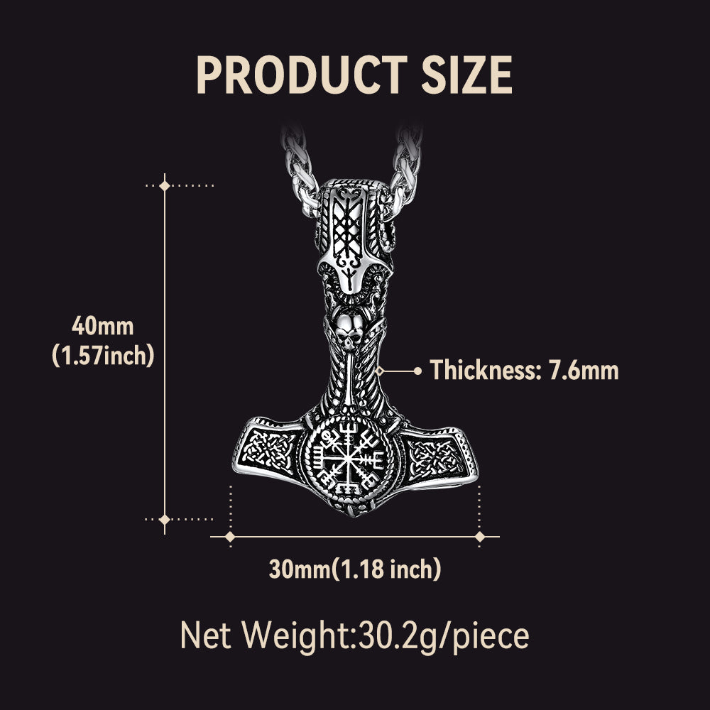 Viking Thor's Hammer Mjolnir Necklace Pendant For Men