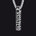 Engraved Viking Runes Bar Necklace Pendant Jewelry For Men
