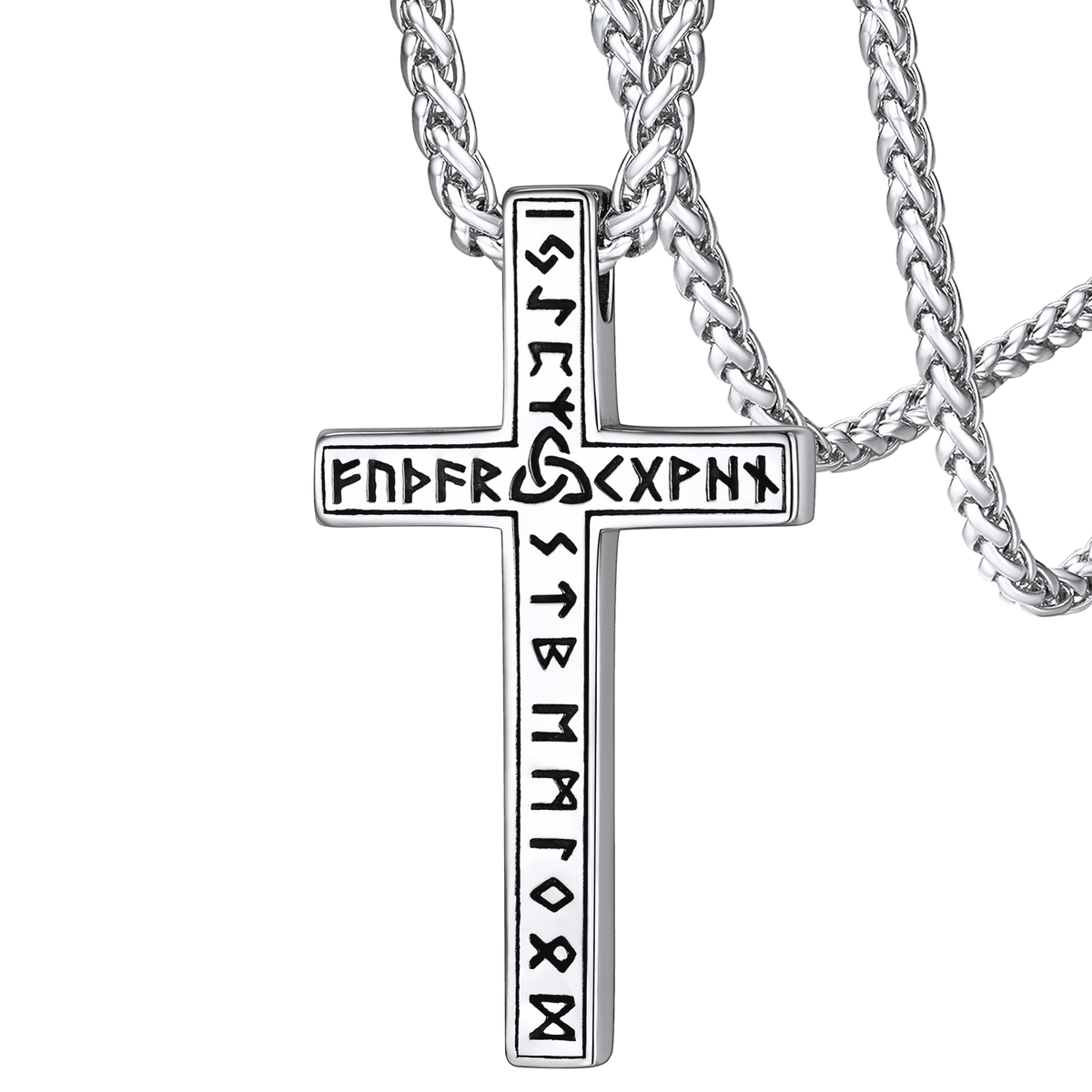 Viking Rune Cross Pendant Necklace for Men