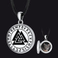 Personalized Viking Valknut Photo Locket Pendant with Leather Necklace