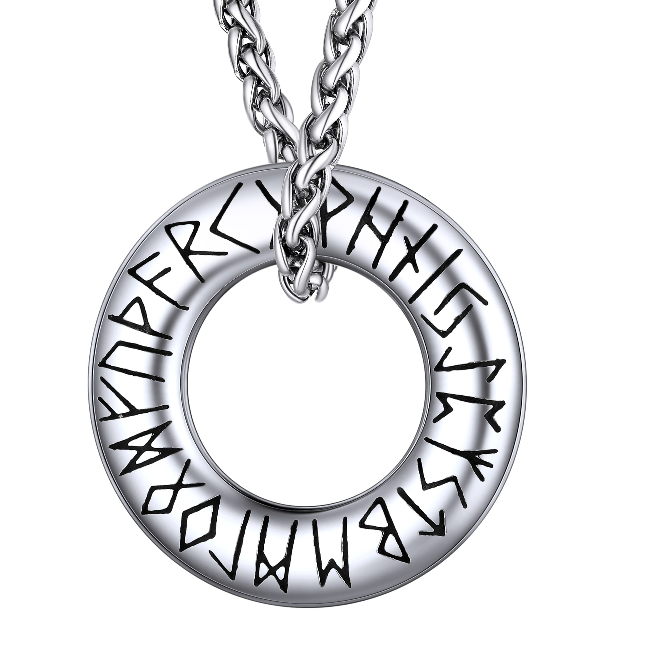 Norse Viking Rune Circle Chain Necklace for Men Women