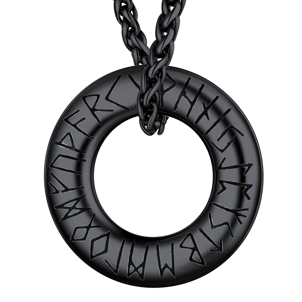 Norse Viking Rune Circle Chain Necklace for Men Women