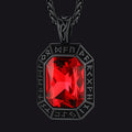 Engraved Crystal Dog Tag Necklace with Viking Runes For Men