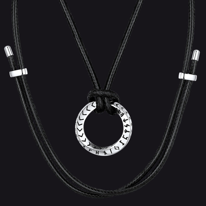 Viking Mobius Circle Leather Necklace Adjustable Leather Chain for Men
