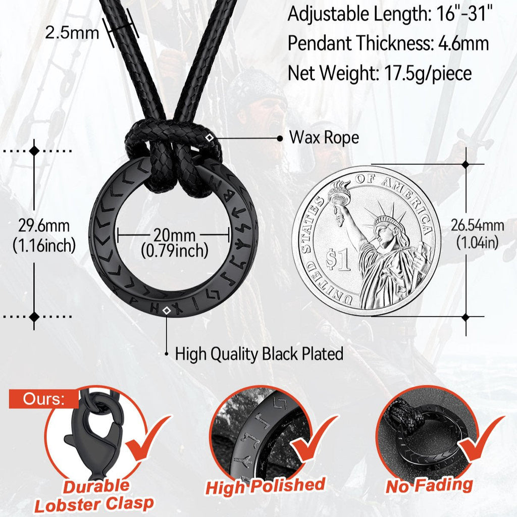 Viking Mobius Circle Leather Necklace Adjustable Leather Chain for Men