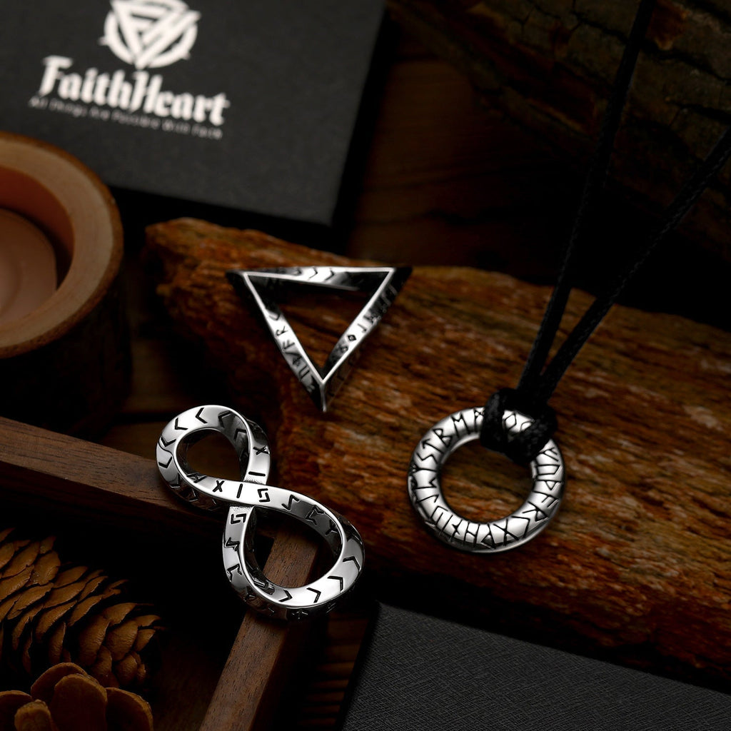 Viking Mobius Infinity Necklace Adjustable Leather Chain for Men