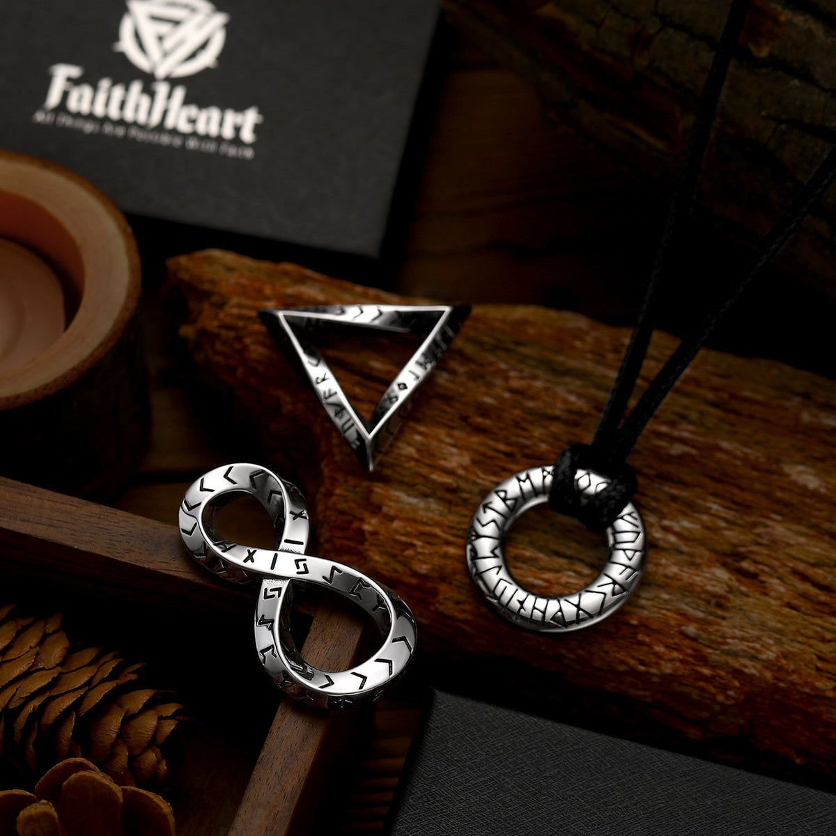 Viking Mobius Infinity Necklace Adjustable Leather Chain for Men