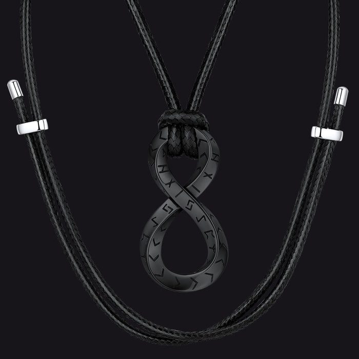 Viking Mobius Infinity Necklace Adjustable Leather Chain for Men