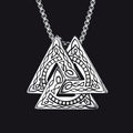 Viking Norse Odin Triangle Valknut Pendant Necklace for Men