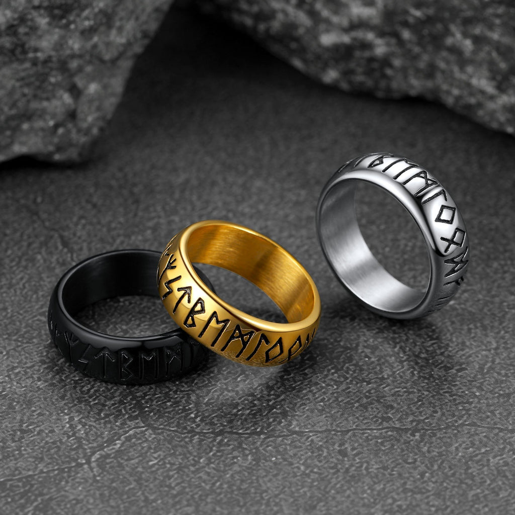 Norse Viking Runes Ring Stainless Steel Ring for Men