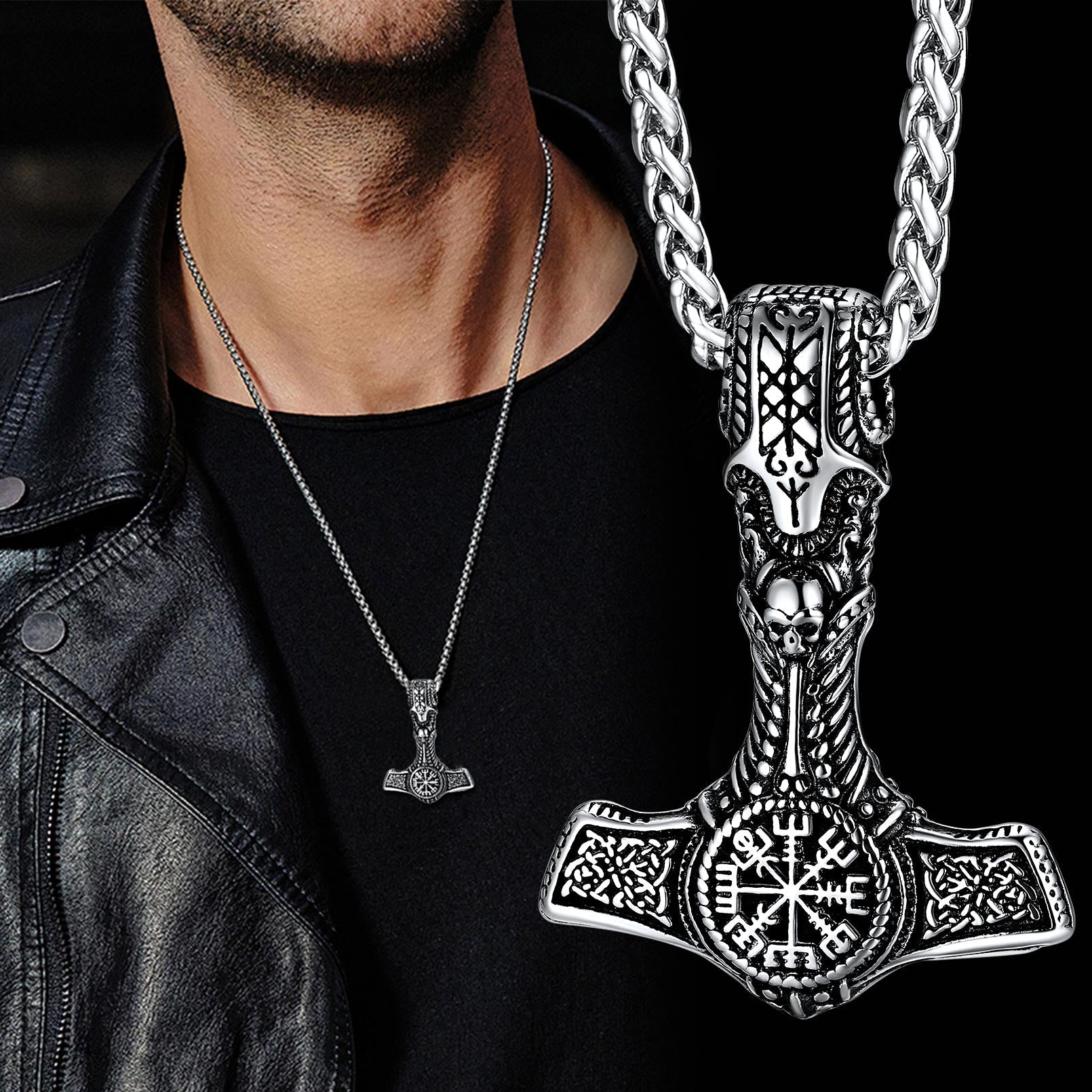 Viking Thor's Hammer Mjolnir Necklace Pendant For Men