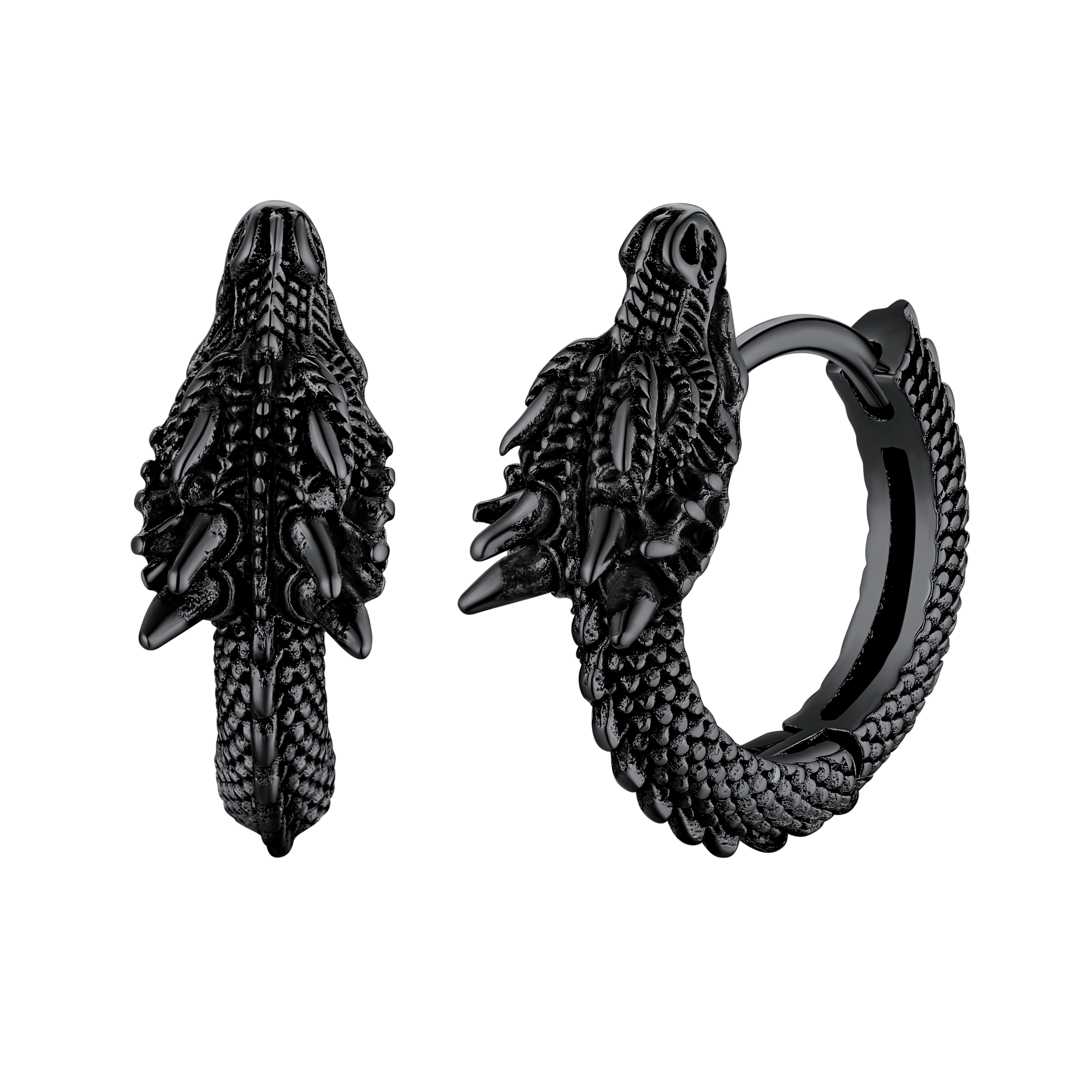 Punk Small Dragon Hoop Earrings for Men Women