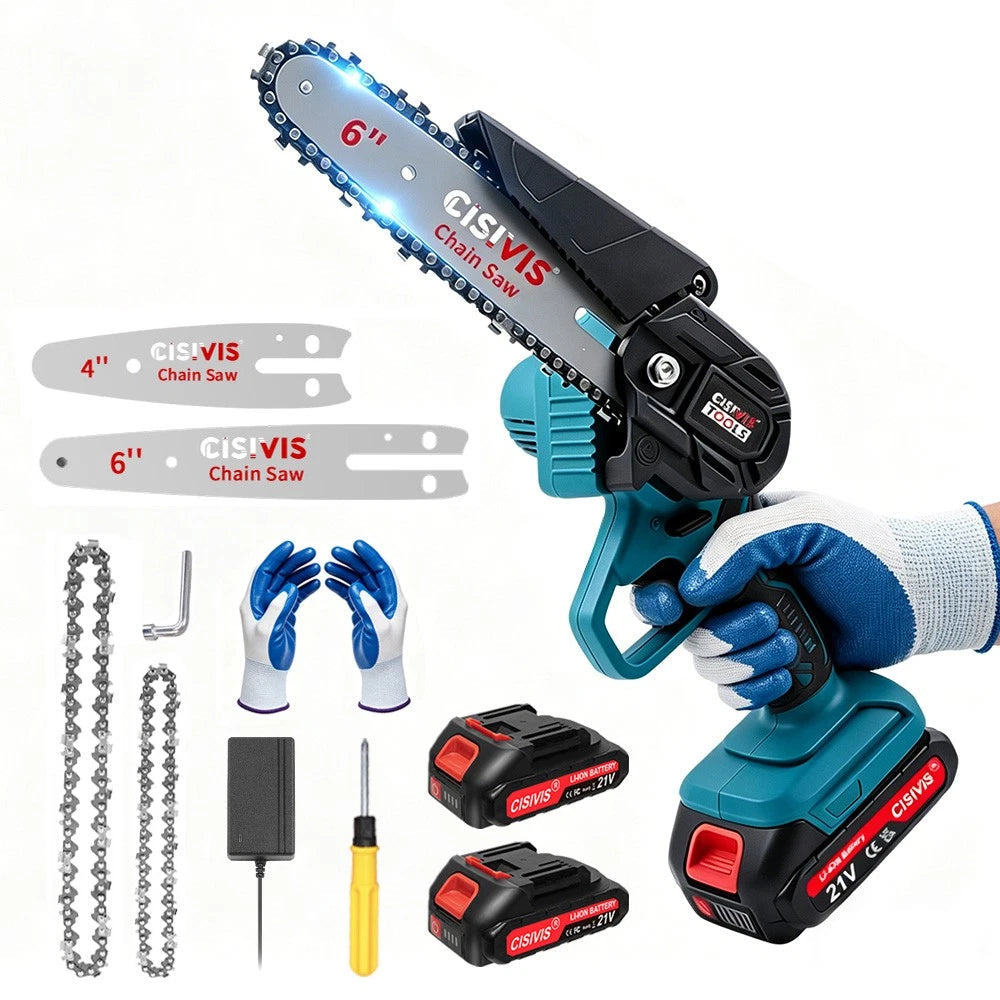 Upgraded Mini Chainsaw | Cordless Lightweight Tool with Dual Batteries | Effortless Cutting for Garden Maintenance
