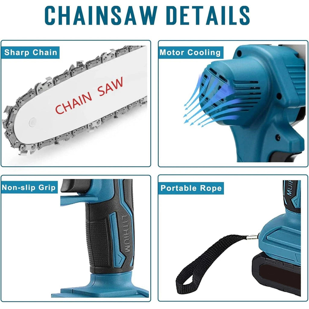 Upgraded Mini Chainsaw | Cordless Lightweight Tool with Dual Batteries | Effortless Cutting for Garden Maintenance