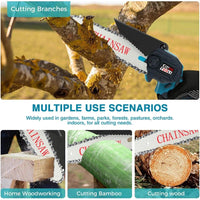 Upgraded Mini Chainsaw | Cordless Lightweight Tool with Dual Batteries | Effortless Cutting for Garden Maintenance