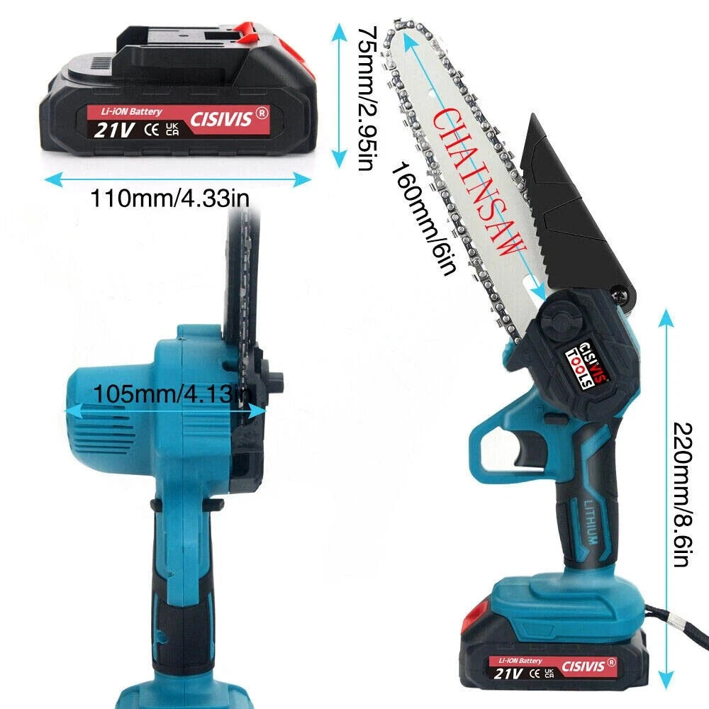 Upgraded Mini Chainsaw | Cordless Lightweight Tool with Dual Batteries | Effortless Cutting for Garden Maintenance