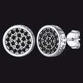 10mm Round Black Diamond Stud Earrings with Runes