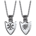 Viking Gungnir Pendant Necklace With Valknut & Compass for Men