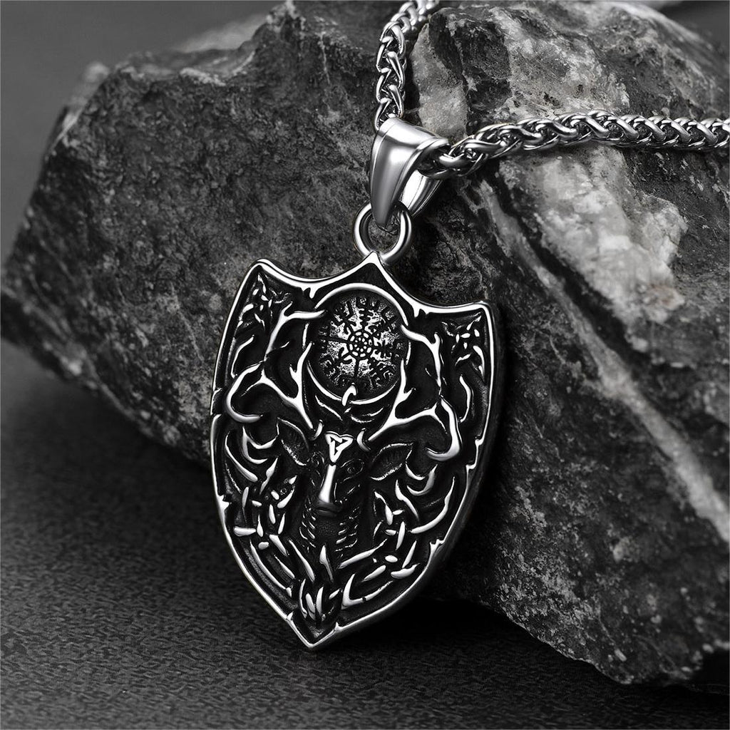 Norse Viking Compass Deer Necklace For Men