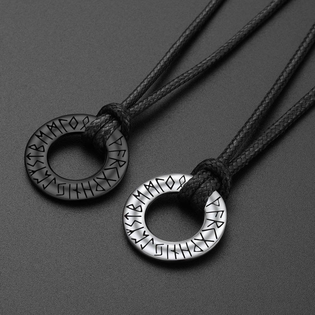Norse Viking Rune Circle Chain Necklace for Men Women