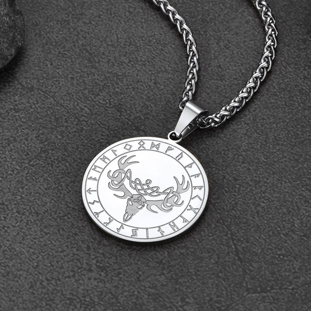 Stainless Steel Norse Viking Deer Necklace For Men