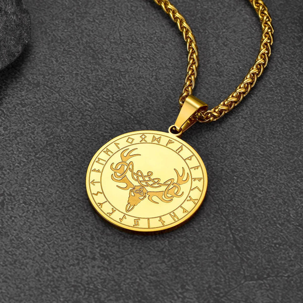 Stainless Steel Norse Viking Deer Necklace For Men