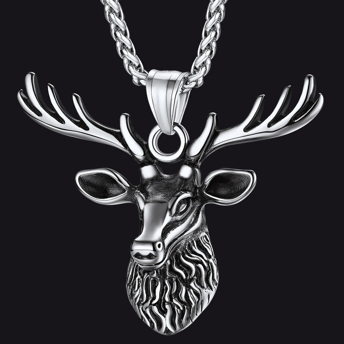 Vintage Viking Deer Necklace Pendant for Men Women