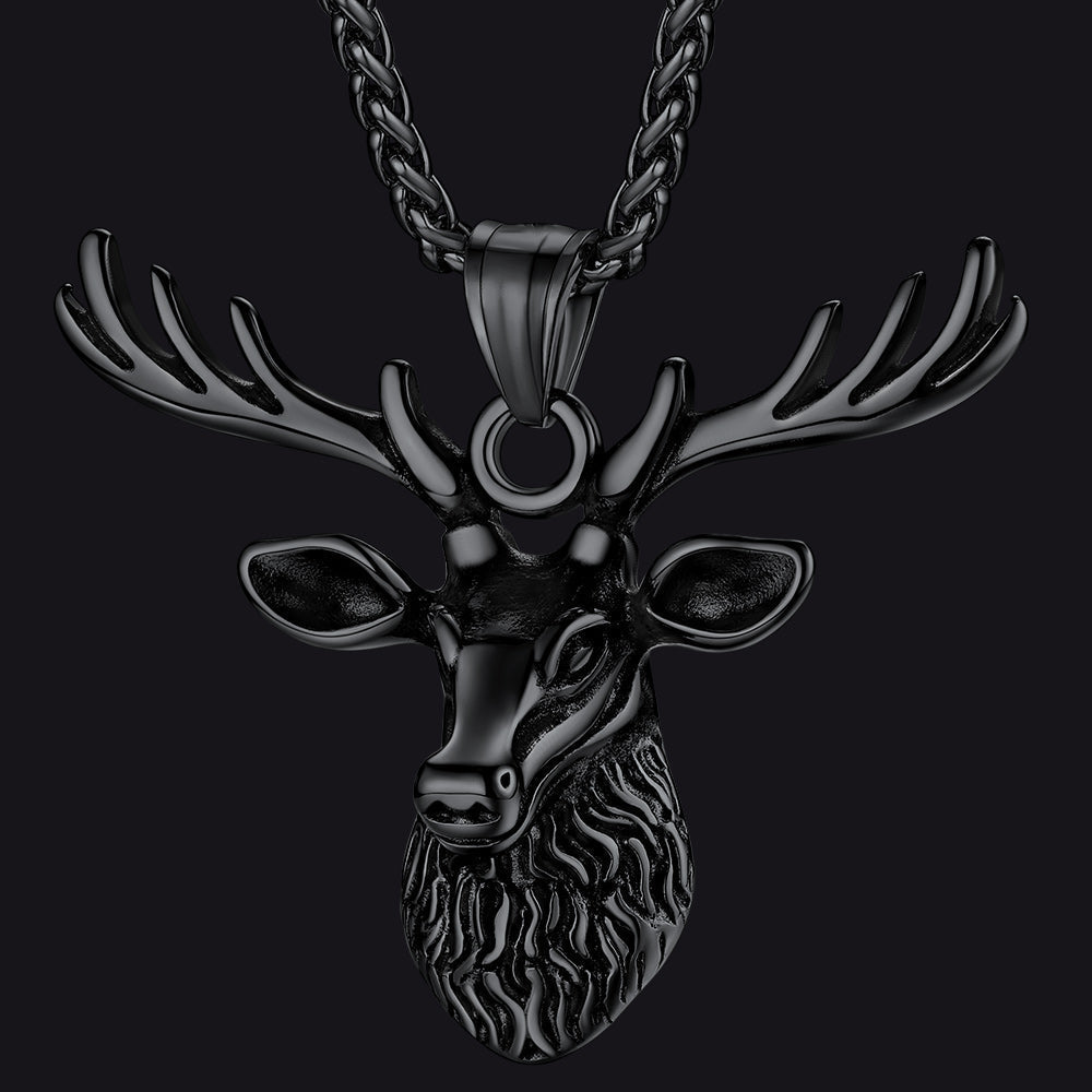 Vintage Viking Deer Necklace Pendant for Men Women
