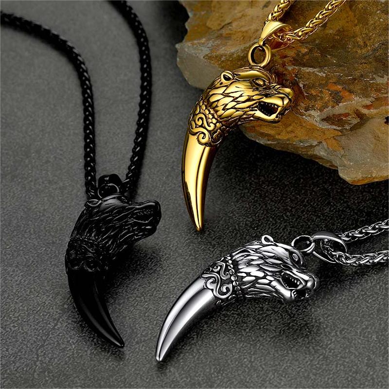 Viking Wolf Tooth Necklace For Men