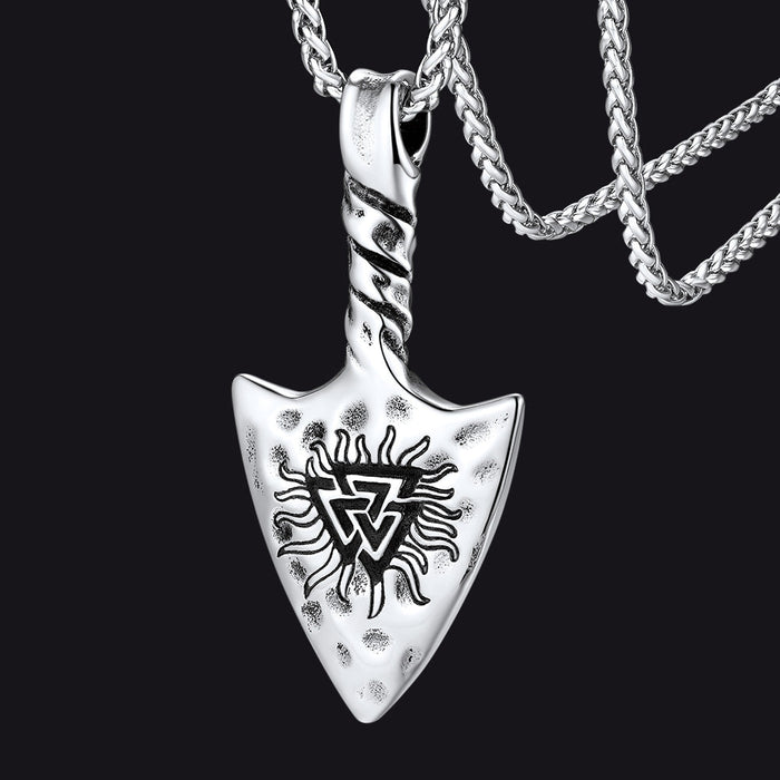Viking Gungnir Necklace with Valknut Amulet Jewelry for Men
