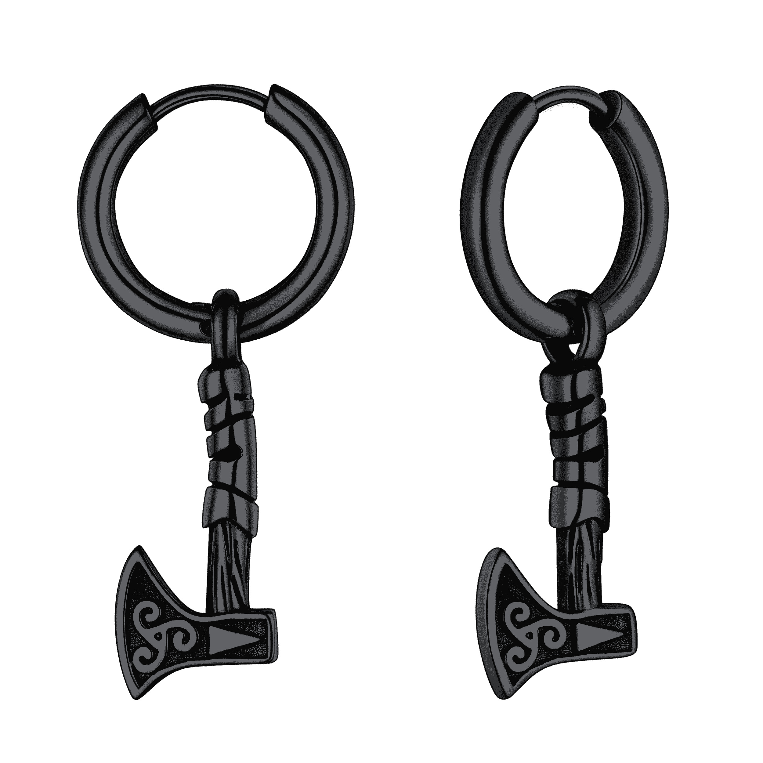 Battle Axe Viking Dangle Hoop Earrings For Men