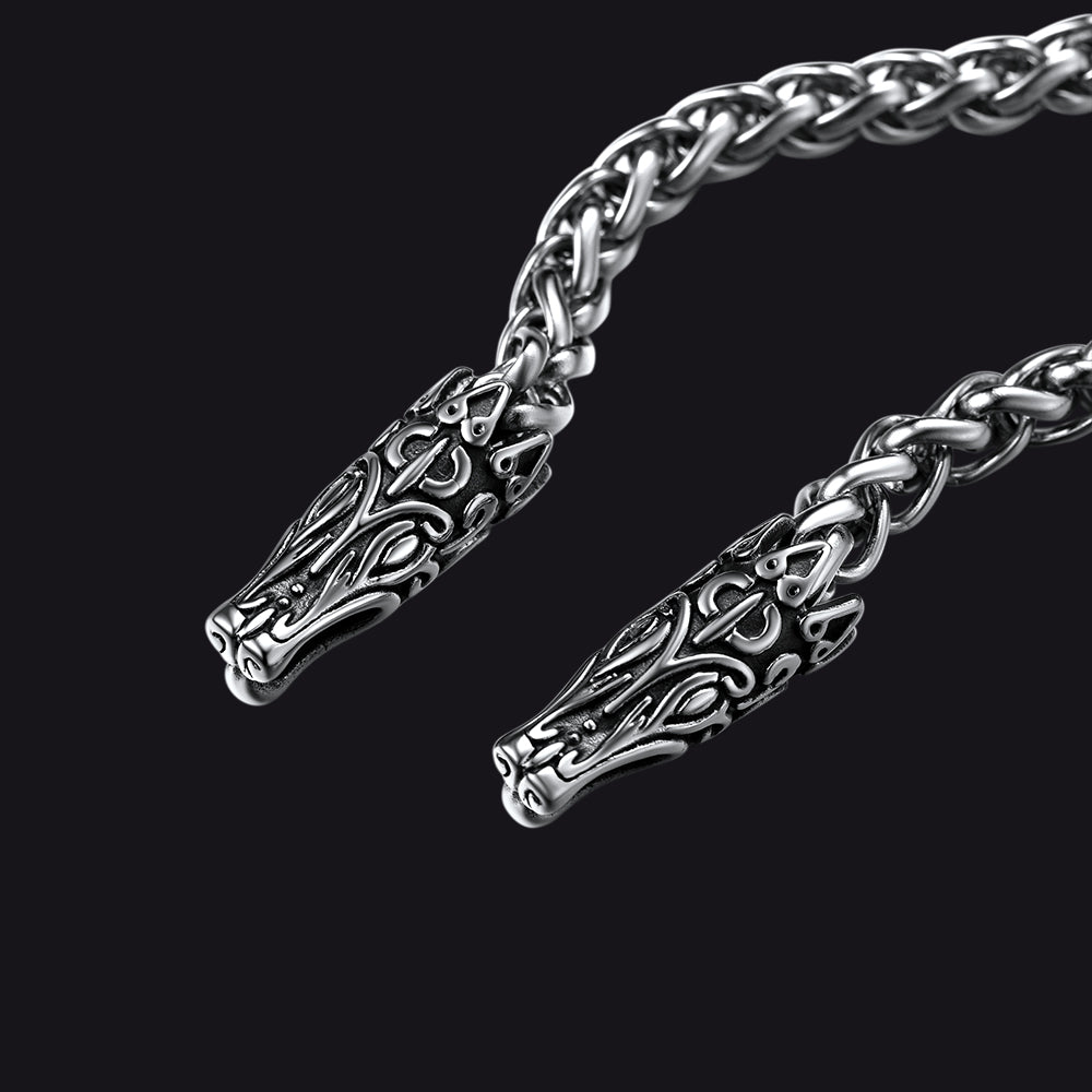 Celtic Knot Cross Necklace With Wolf Rope Chain For Men
