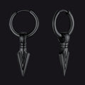 Viking Earrings for Men – Arrowhead Spear Gungnir Drop Hoop Earrings