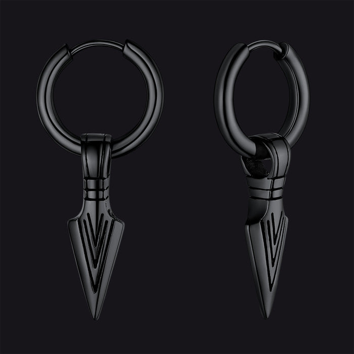 Viking Earrings for Men – Arrowhead Spear Gungnir Drop Hoop Earrings