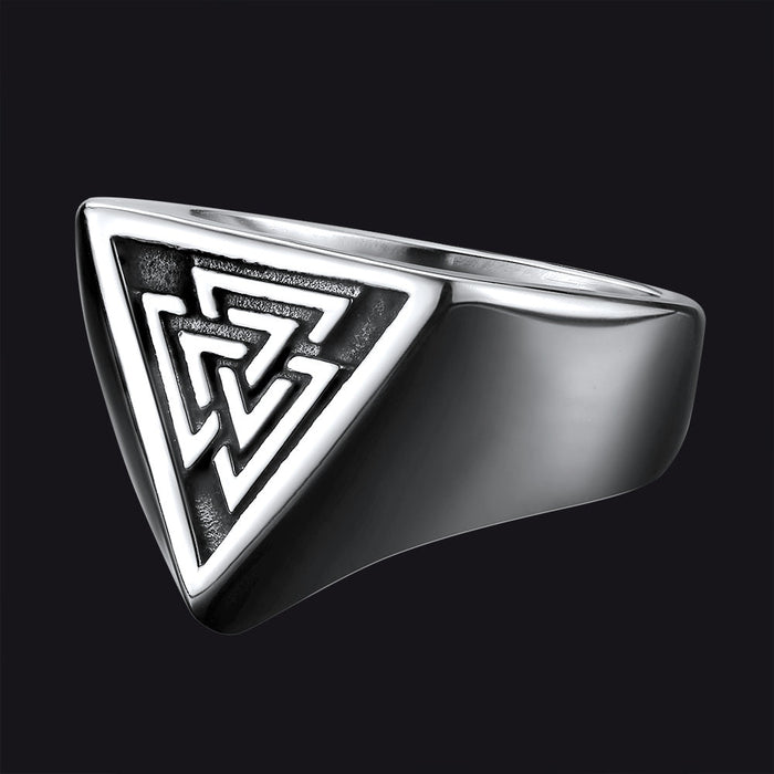 Stainless Steel Viking Valknut Signet Ring for Men