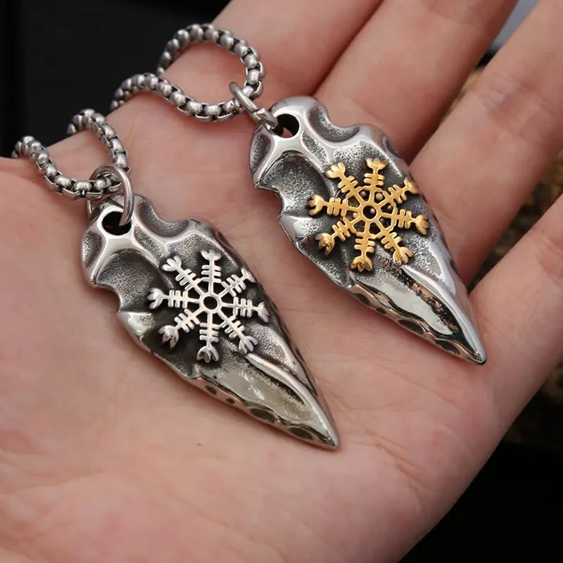 Viking Arrowhead Helm Of Awe Shield Necklace