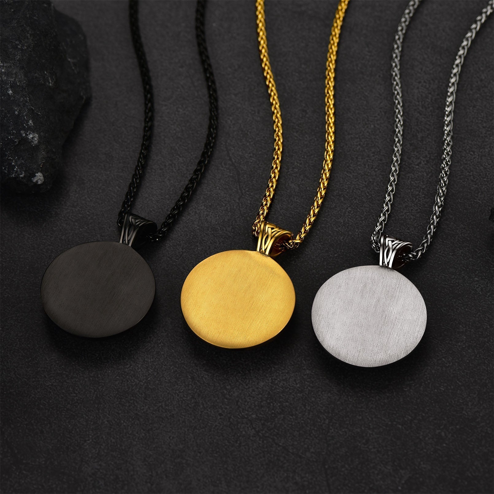Viking Wolf Medal Necklace With Runes Jewelry For Men