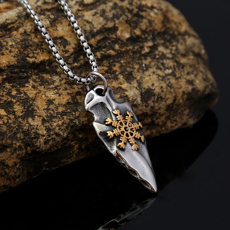 Viking Arrowhead Helm Of Awe Shield Necklace