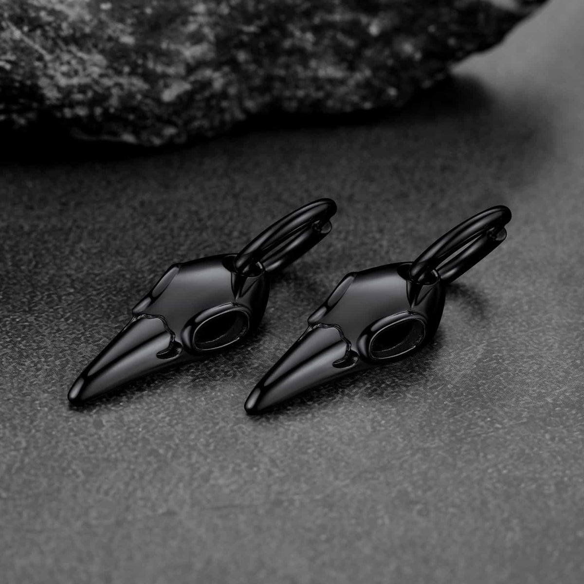Gothic Raven Skull Dangle Hoop Earrings for Men Women