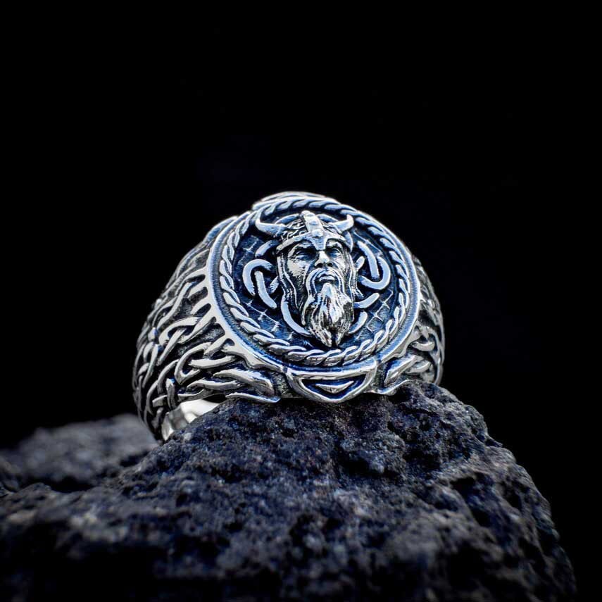 Odin Head Totem Tribal Celtic Knot Ring