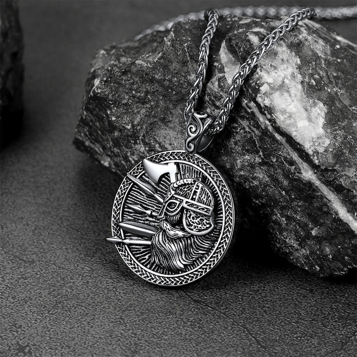 Norse Viking Odin Warrior Pendant Necklace for Men