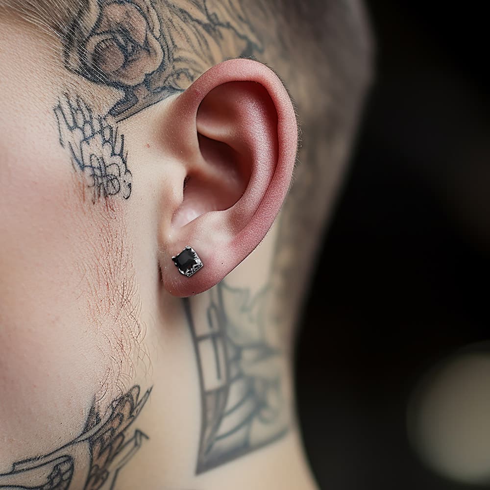Celtic Diamond Stud Earrings in Sterling Silver for Men Women