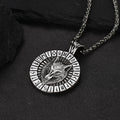 Viking Wolf Medal Necklace With Runes Jewelry For Men